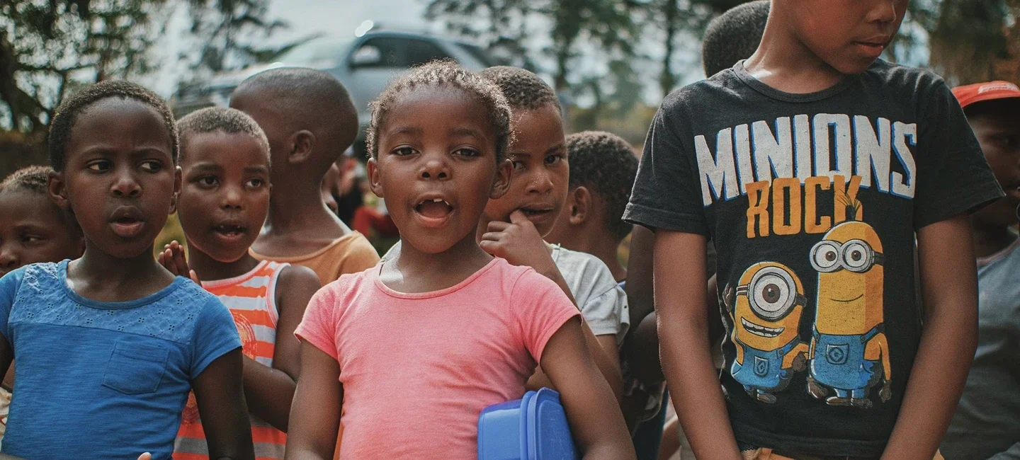 A group of children smiling