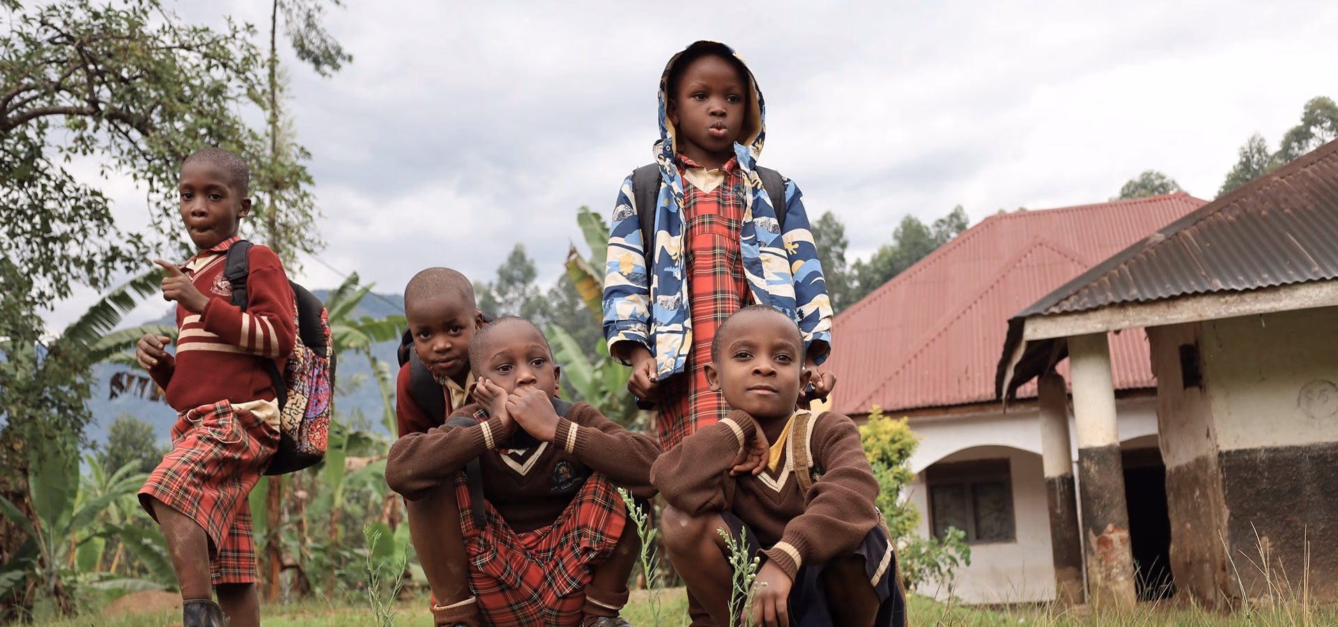 Children in a village schoolyard